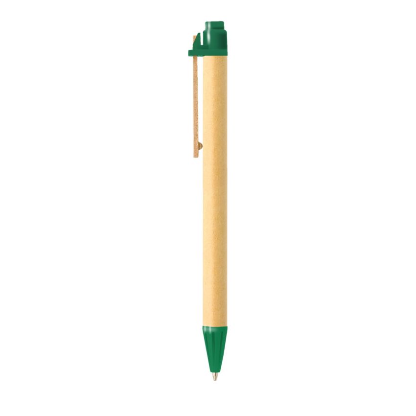 Stylo à bille en carton recyclé, avec clip en bois
