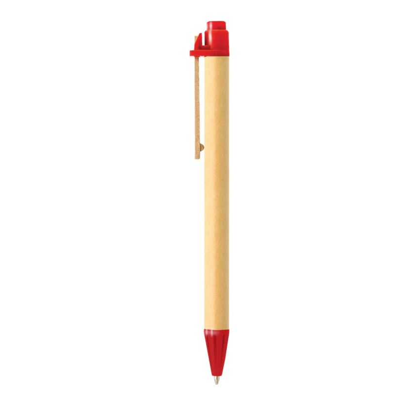 Stylo à bille en carton recyclé, avec clip en bois