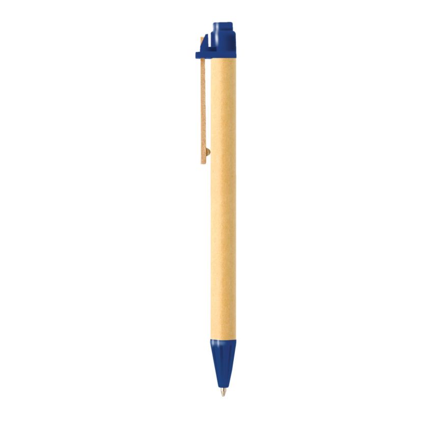 Stylo à bille en carton recyclé, avec clip en bois