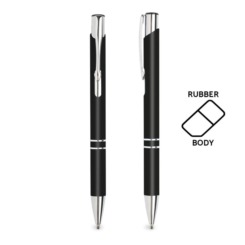 Stylo à bille en aluminium, avec finition en caoutchouc