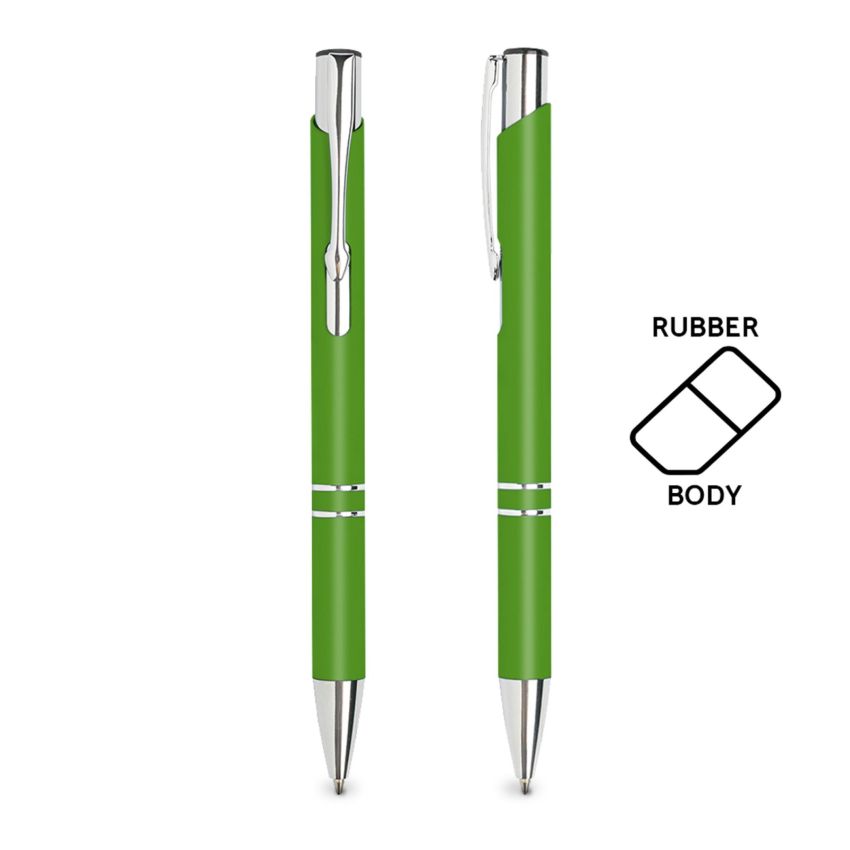 Stylo à bille en aluminium, avec finition en caoutchouc