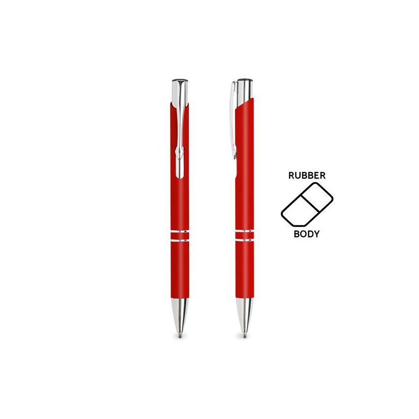 Stylo à bille en aluminium, avec finition en caoutchouc