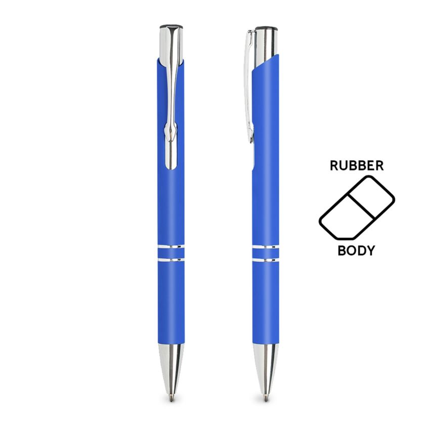 Stylo à bille en aluminium, avec finition en caoutchouc