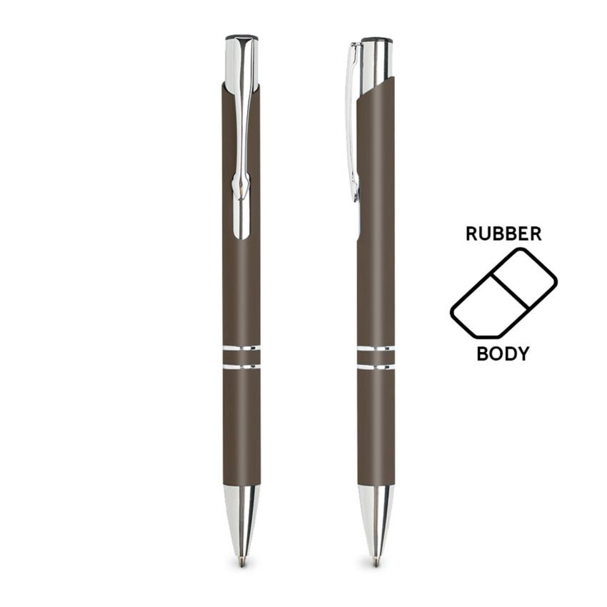 Stylo à bille en aluminium, avec finition en caoutchouc