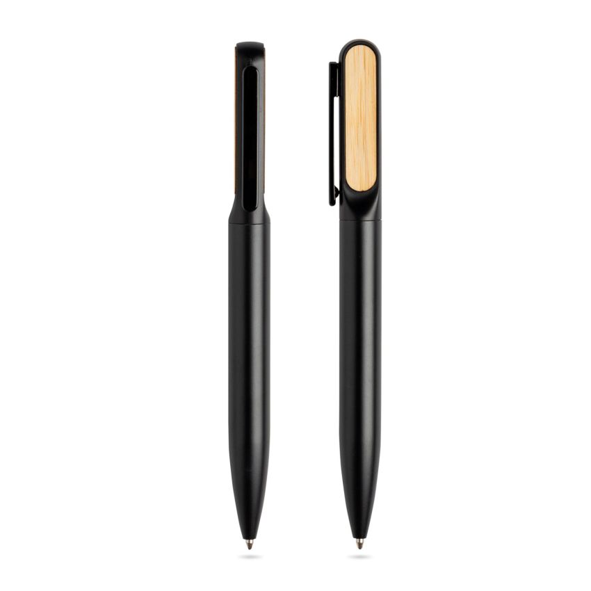 Stylo bille en métal avec détails en bambou