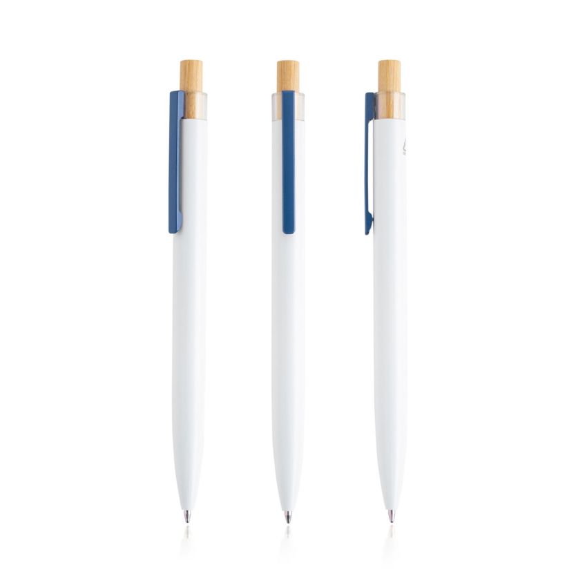 Stylo à bille en aluminium recyclé, détail en bambou