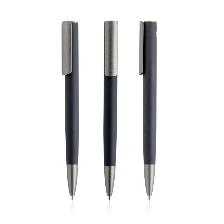 Stylo à bille en aluminium recyclé, finition en caoutchouc