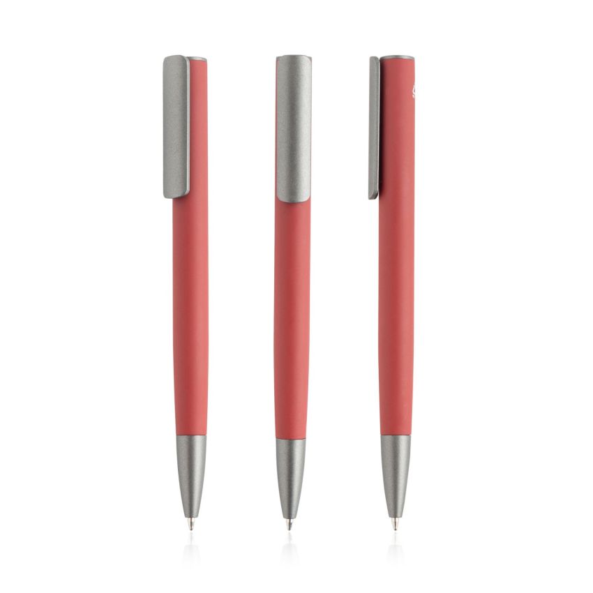 Stylo à bille en aluminium recyclé, finition en caoutchouc