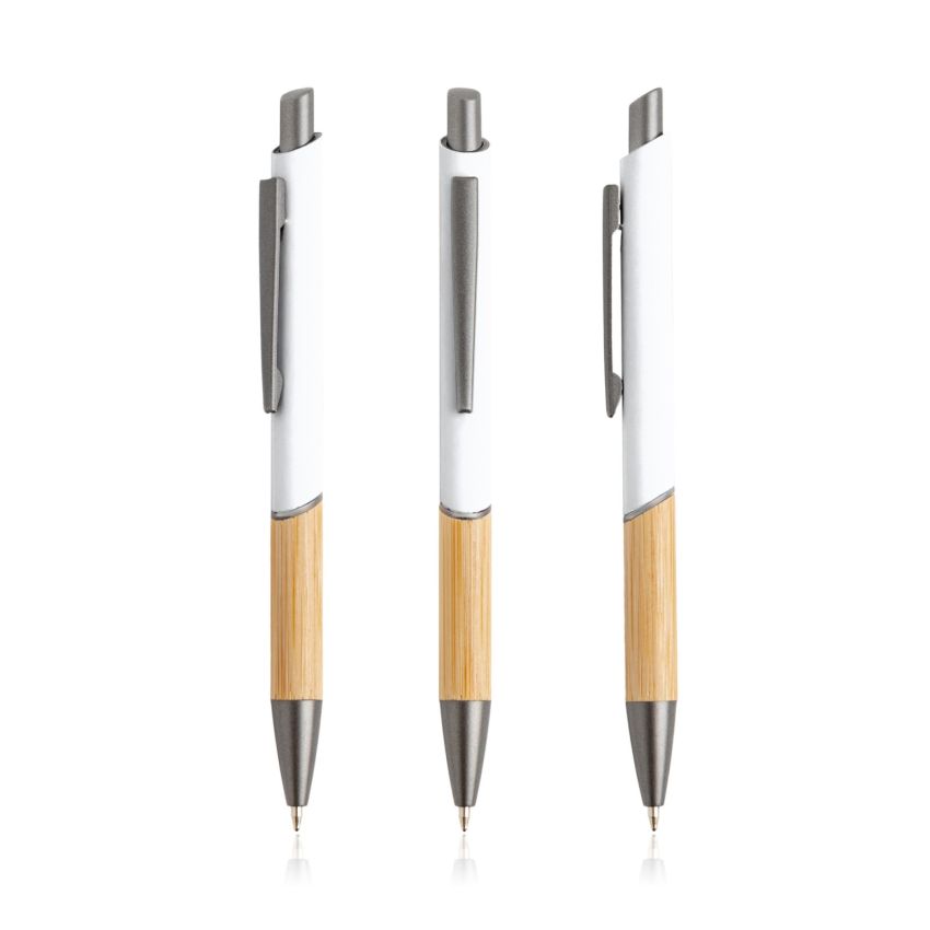 Stylo à bille en aluminium recyclé, grip en bambou