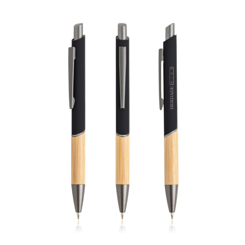 Stylo à bille en aluminium recyclé, grip en bambou