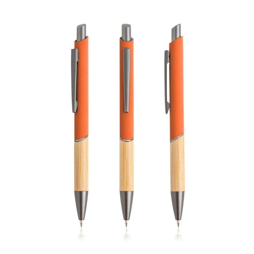 Stylo à bille en aluminium recyclé, grip en bambou