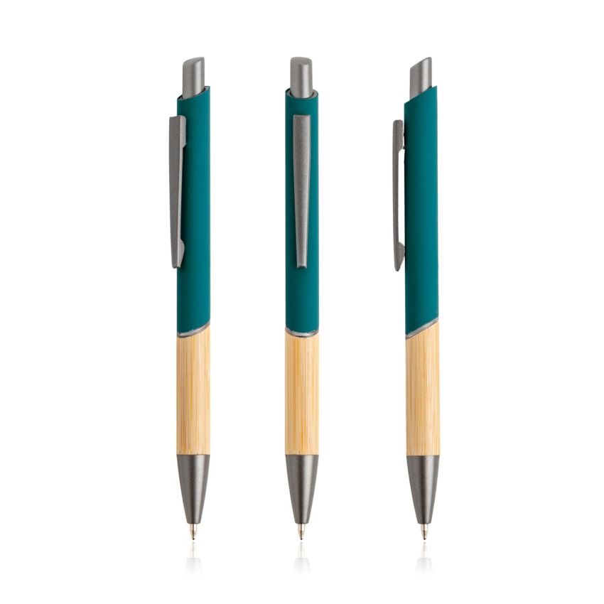 Stylo à bille en aluminium recyclé, grip en bambou