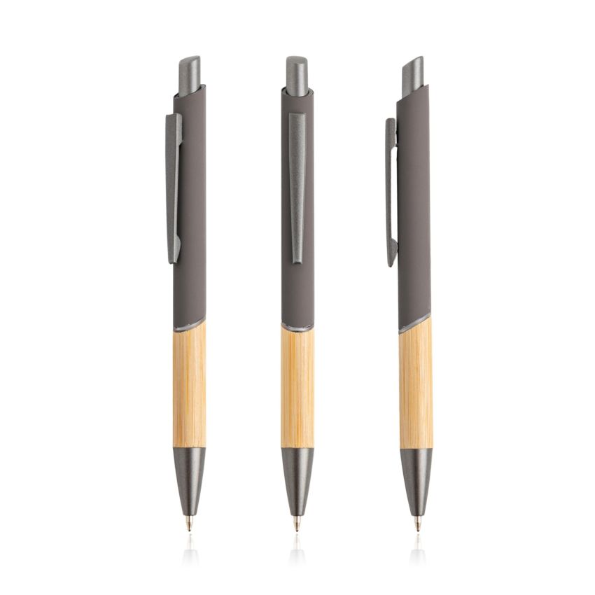 Stylo à bille en aluminium recyclé, grip en bambou