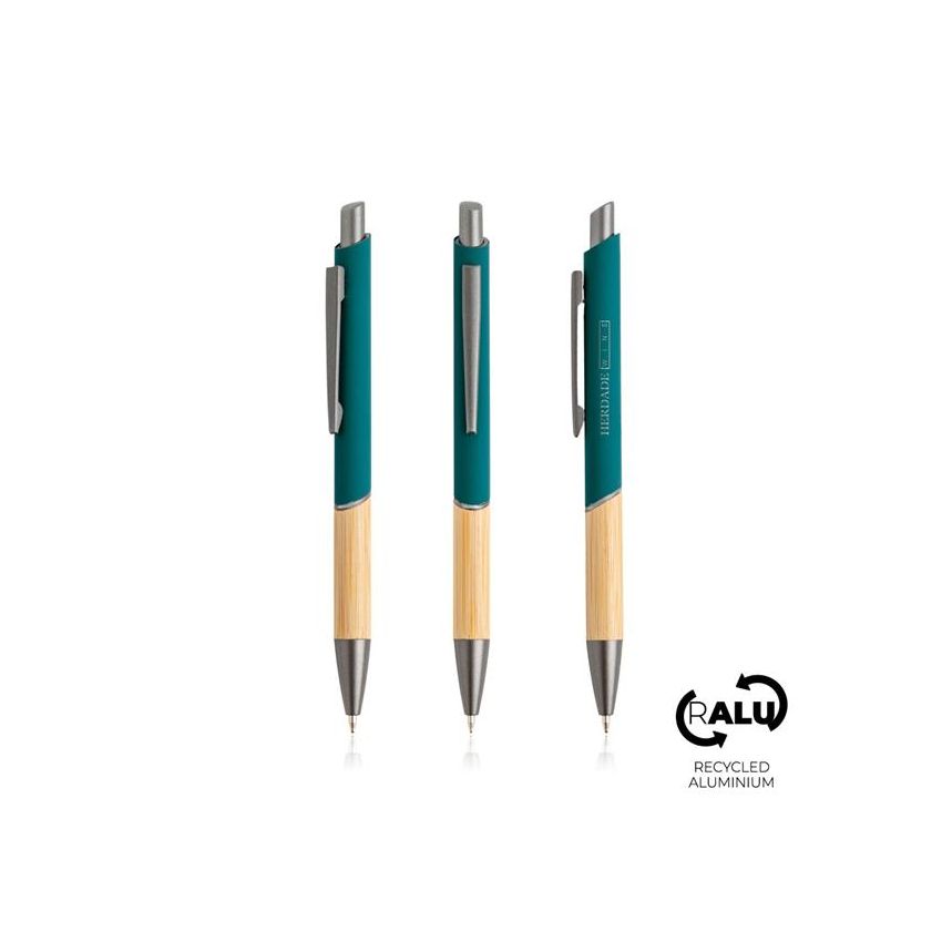 Stylo à bille en aluminium recyclé, grip en bambou