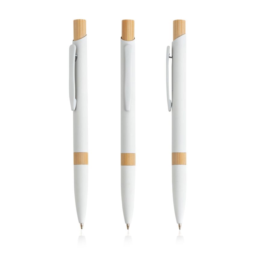 Stylo à bille en aluminium, détails en bambou