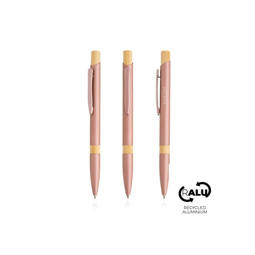 Stylo à bille en aluminium, détails en bambou