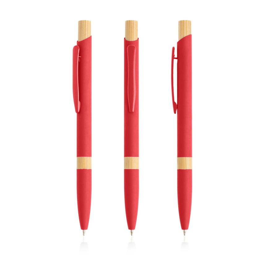 Stylo à bille en aluminium, détails en bambou