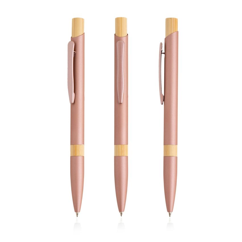 Stylo à bille en aluminium, détails en bambou