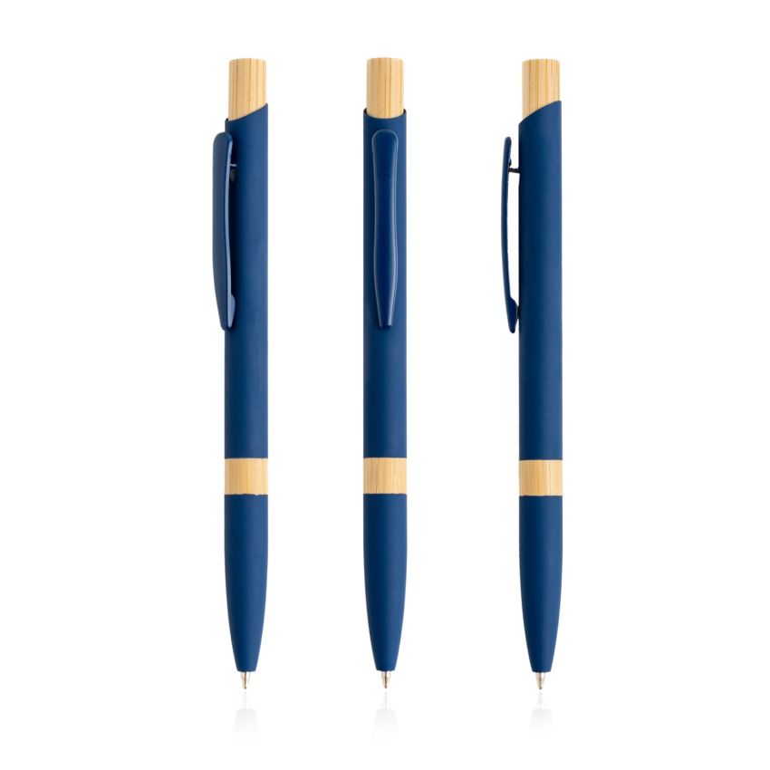 Stylo à bille en aluminium, détails en bambou