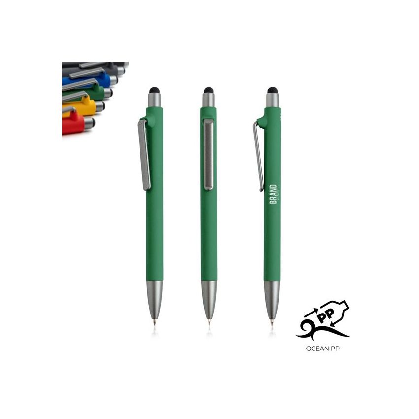 Stylo-bille Soft RPP en PP des océans, toucher caoutchouc