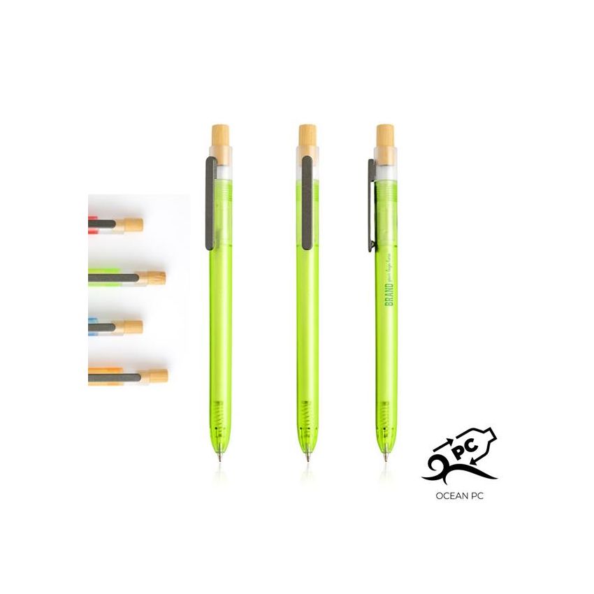 OPC Translucide Stylo-bille en PC des océans translucide, détail en bambou