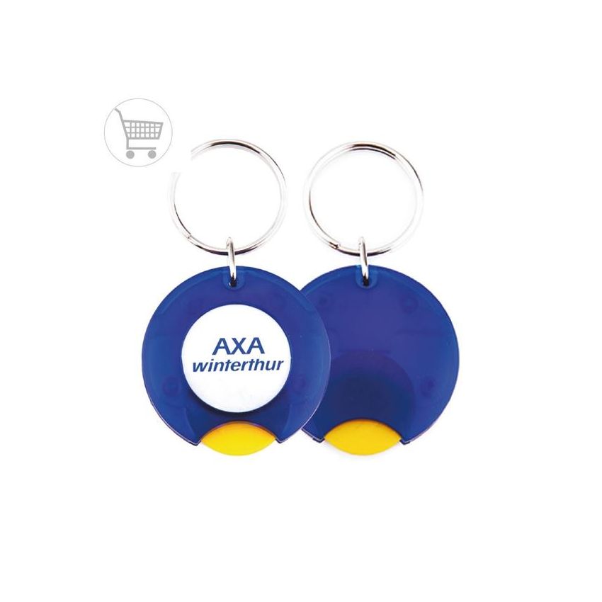 CR-25 Porte-clés CR-25 avec jeton € pour chariot de courses, 1 face (Ø25mm)