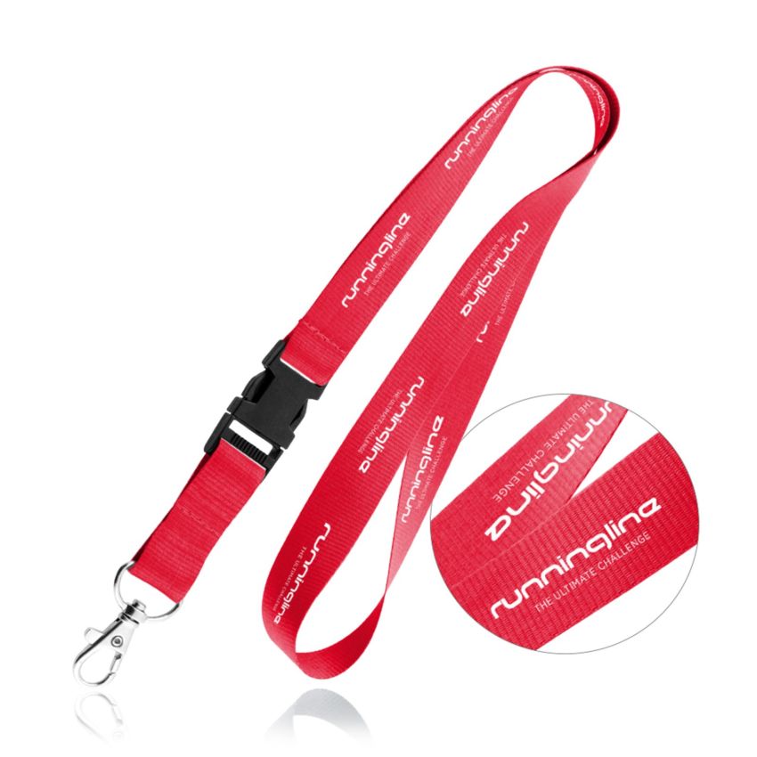 Lanière porte-badge en polyester avec attache clic-clac et mousqueton