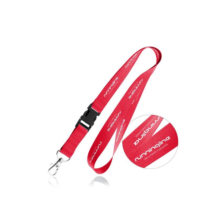 Lanière porte-badge en polyester avec attache clic-clac et mousqueton