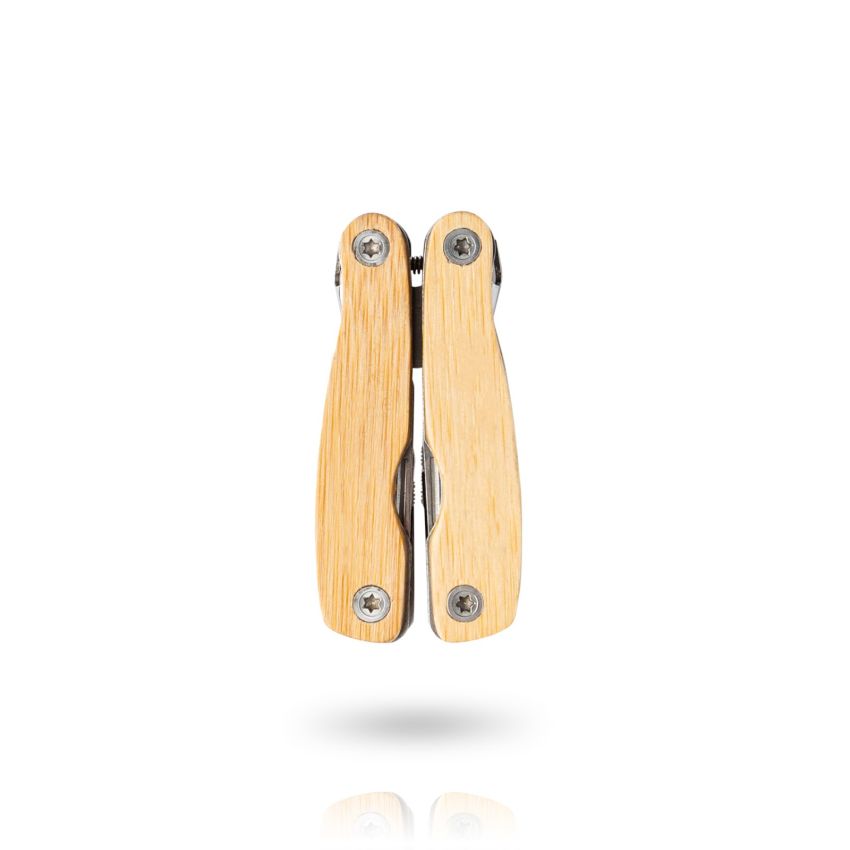 Multi Bamtool Pince multifonctions en bambou et acier inoxydable, pliable