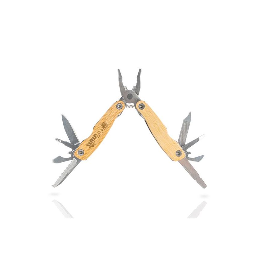 Multi Bamtool Pince multifonctions en bambou et acier inoxydable, pliable
