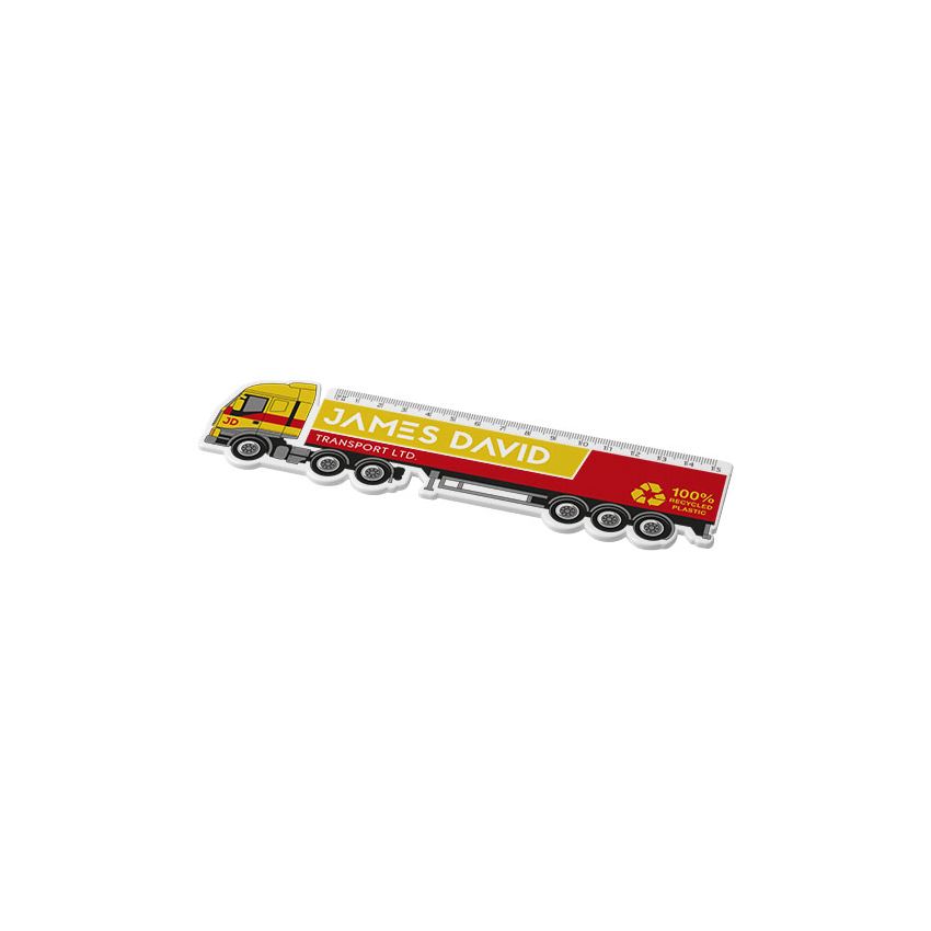 Règle en plastique recyclé en forme de camion de 15 cm 