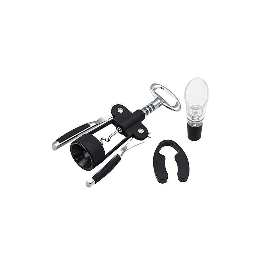 Finwine Coffret de vin en acier inoxydable, avec tire-bouchon, coupe-capsule, décanteur et coupe-capsule