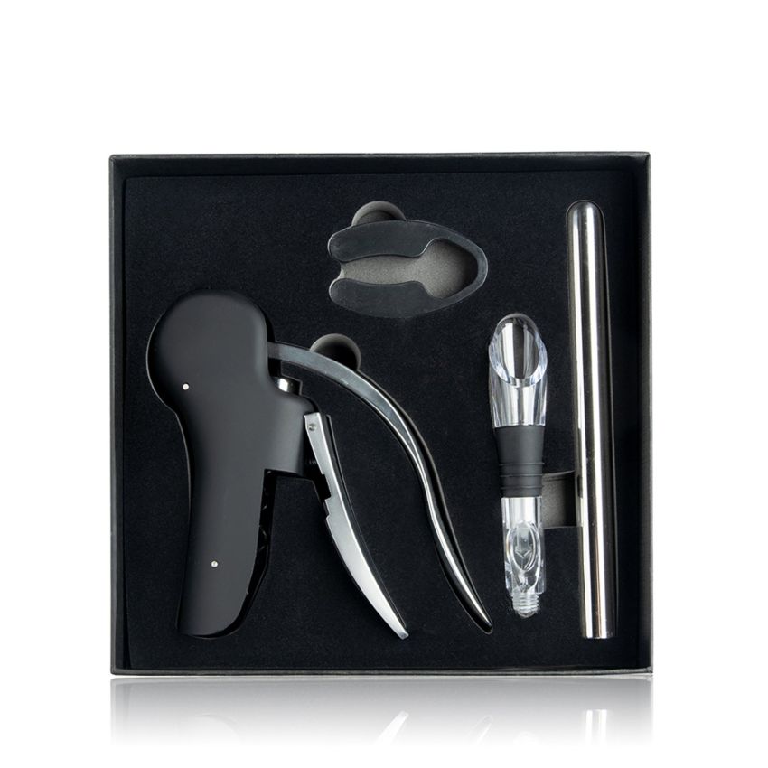 Starwine Set de vin en acier inoxydable, avec tire-bouchon, rafraîchisseur et coupe-capsule