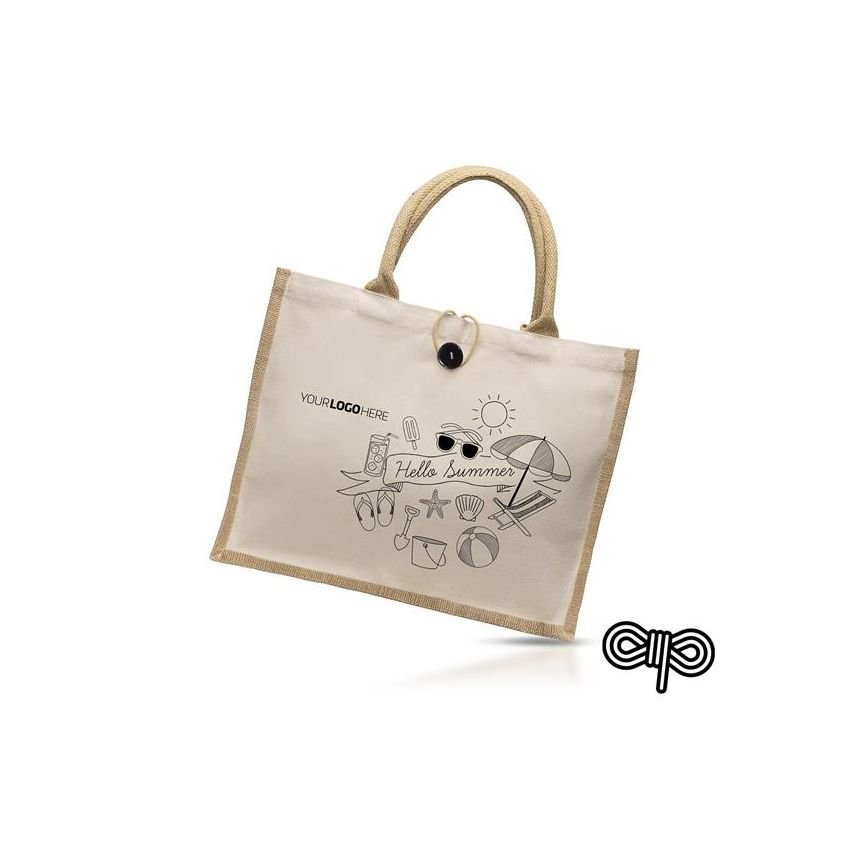 Jutecot Sac en jute, avec toile 100% coton