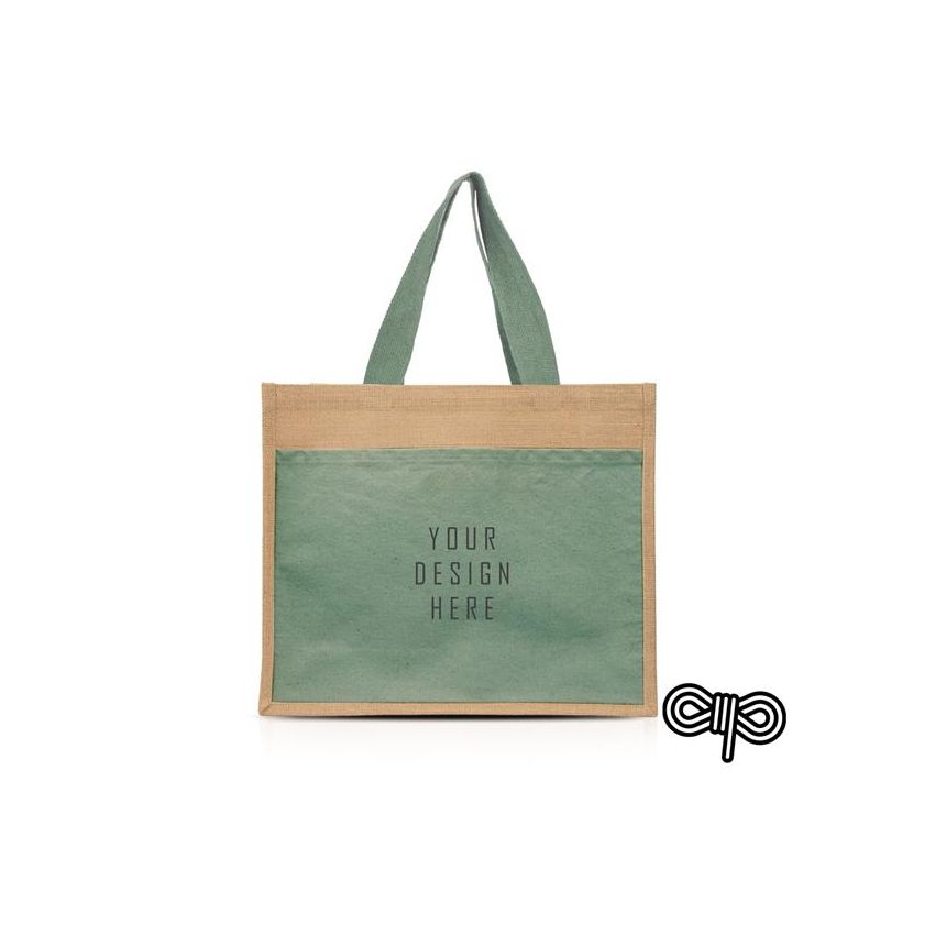 SunSet Sac en jute avec poche frontale 100% coton