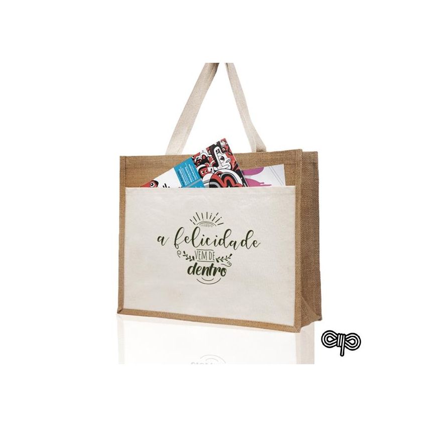 SunSet Sac en jute avec poche frontale 100% coton