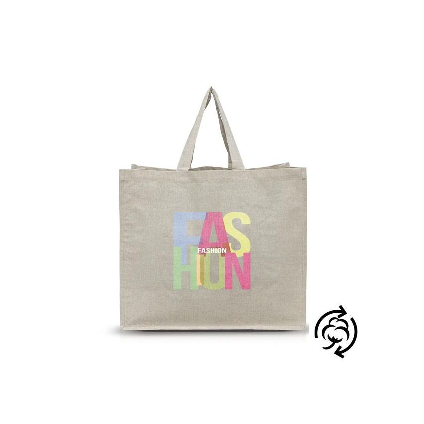 Shopper Sac en coton recyclé avec laminage intérieur.
