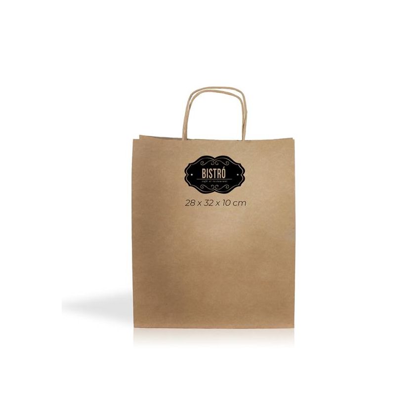 Kraft08 Sac en papier kraft 90g/m2 28X32X10cm