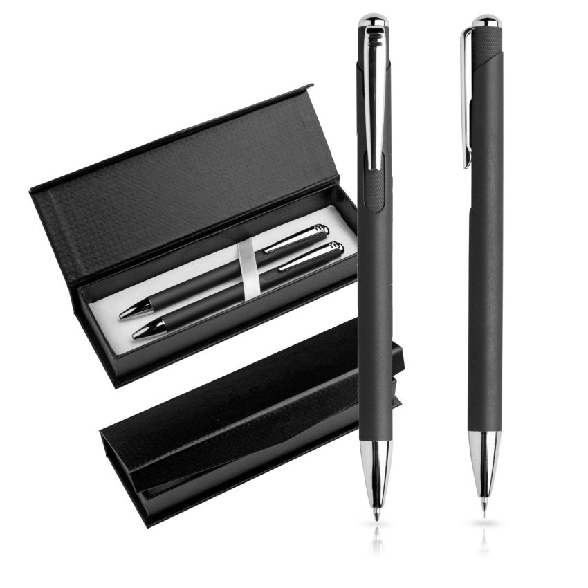 Writz Set Coffret stylo-bille et porte-mine en métal, étui cadeau