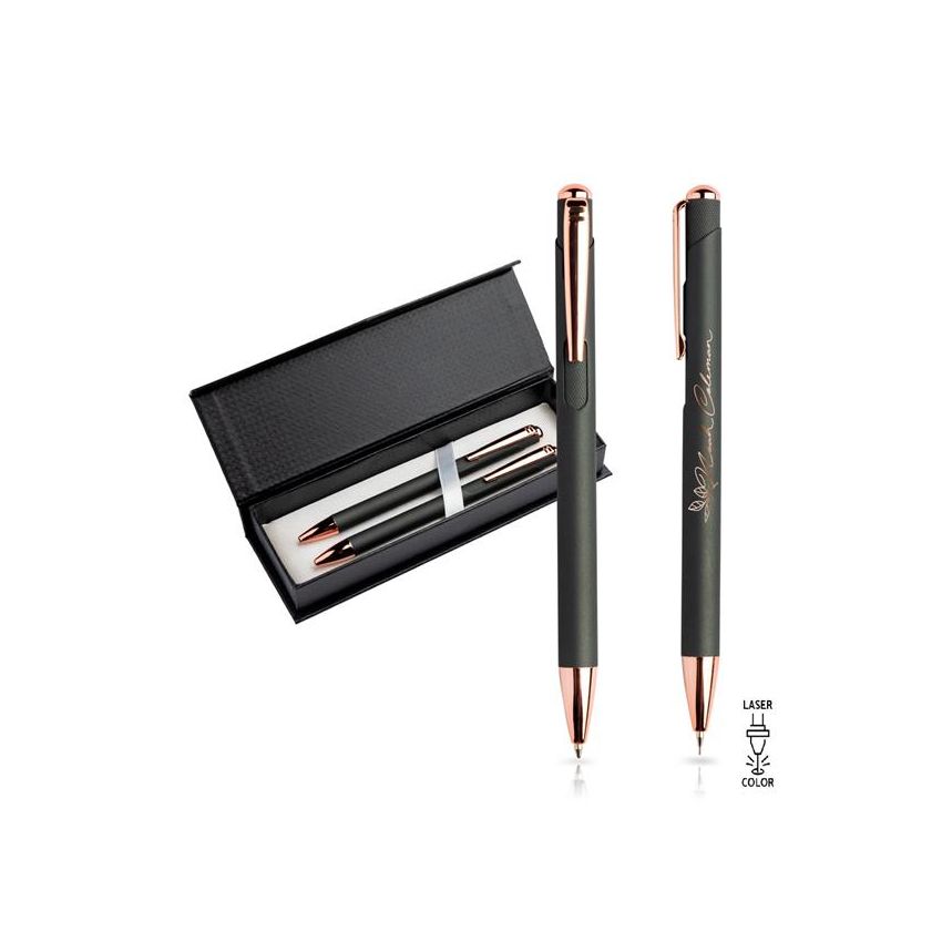 Writz Set Coffret stylo-bille et porte-mine en métal, étui cadeau