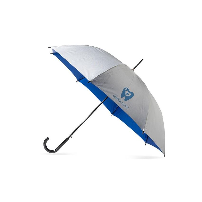 Parapluie automatique Silum, en P-190T argenté, poignée en plastique