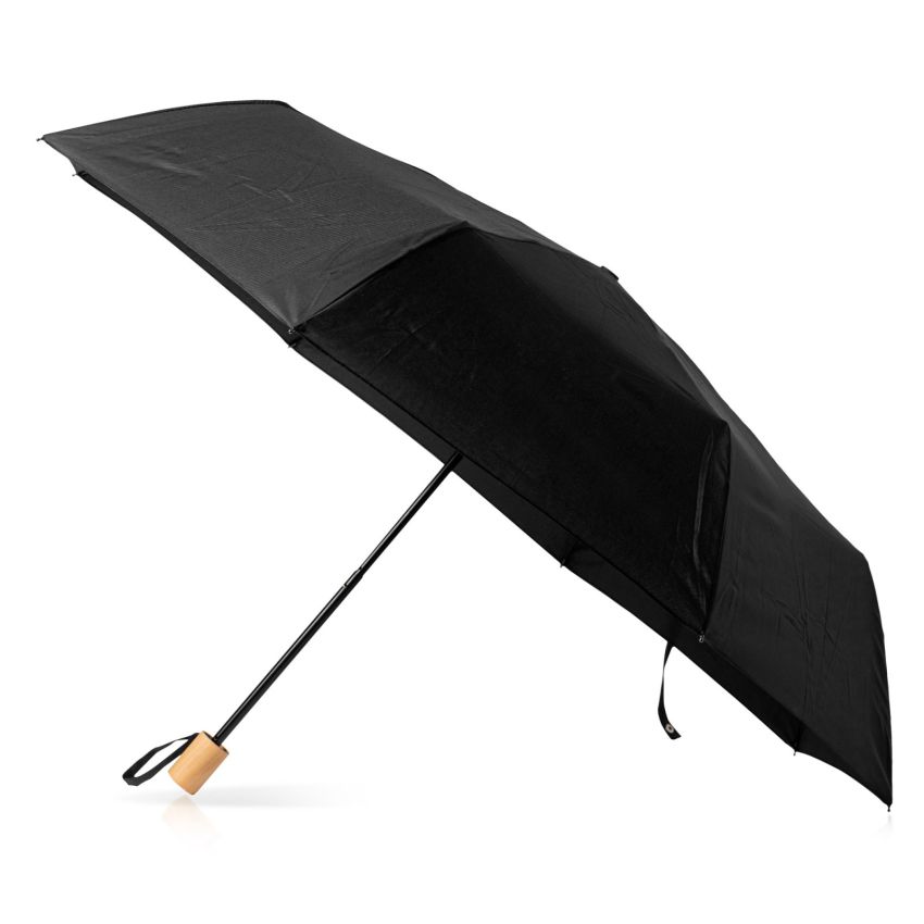 Petit parapluie rétractable en pongé 190T, avec poignée et pochette assorties