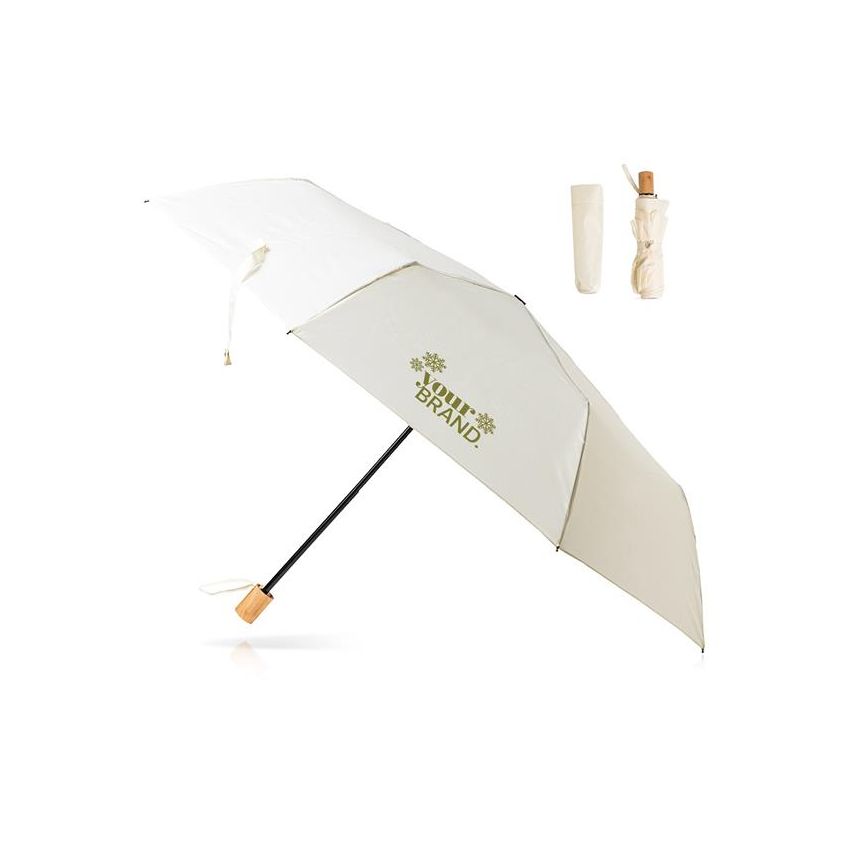Petit parapluie rétractable en pongé 190T, avec poignée et pochette assorties