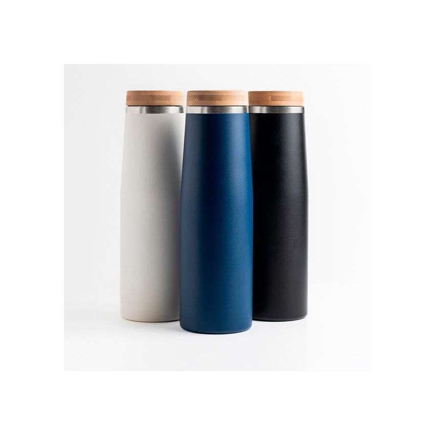 Bambottle Bouteille isotherme 550 ml, avec bouchon en bambou