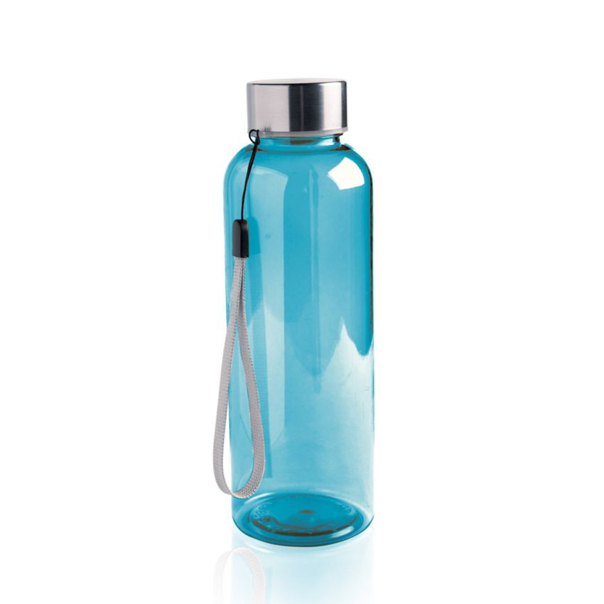 Bouteille RPET 500ml en RPET, avec bouchon en acier et cordon