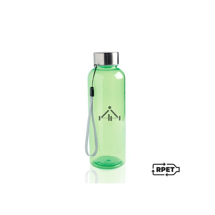 Bouteille RPET 500ml en RPET, avec bouchon en acier et cordon