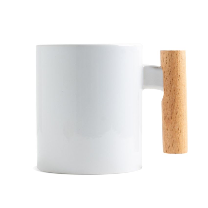 Mugoo Tasse en céramique pour sublimation avec anse en bois