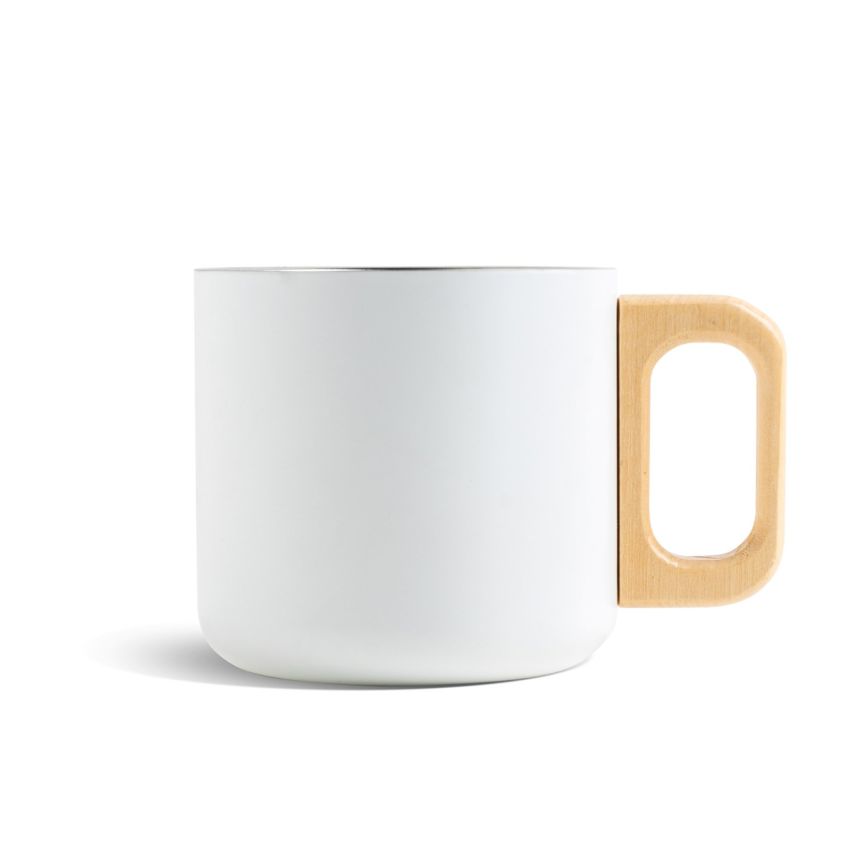 Neosteel Tasse en acier inoxydable 350ml à double paroi, poignée en bois