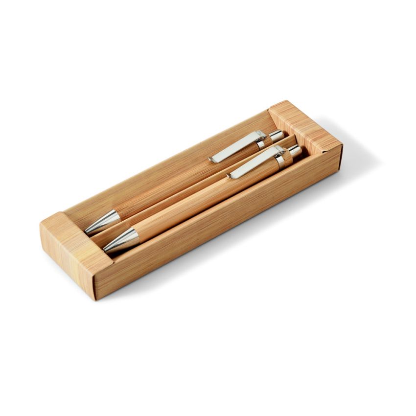 GREENY Coffret stylo-bille et porte-mine en bambou