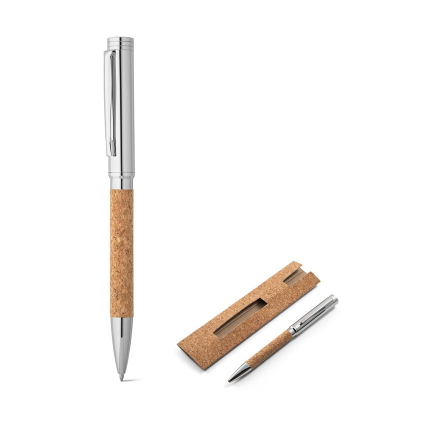 CORKO Stylo à bille en liège et métal avec mécanisme à rotation